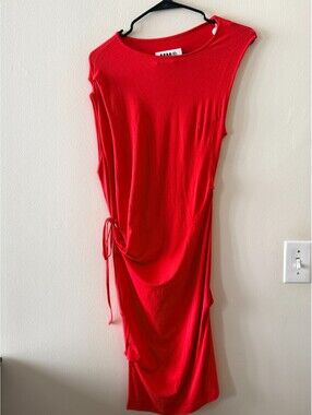 MM6 Maison Martin Margiela Red Asymmetrical Jersey Midi Dress SMALL BNWT NEW